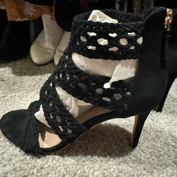 Sandro agate braided leather suede stiletto heels - Picture 5 of 9
